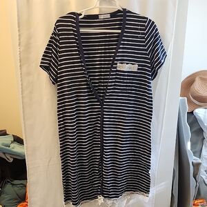 Striped Navy and White Women's Pajama Dress